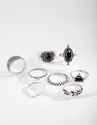 Silver Bohemian Twist Ring 8-Pack
