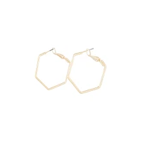 Gold Hexagon Hoop Earrings