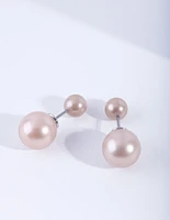 Pearl Pink Sandwich Stud Earrings