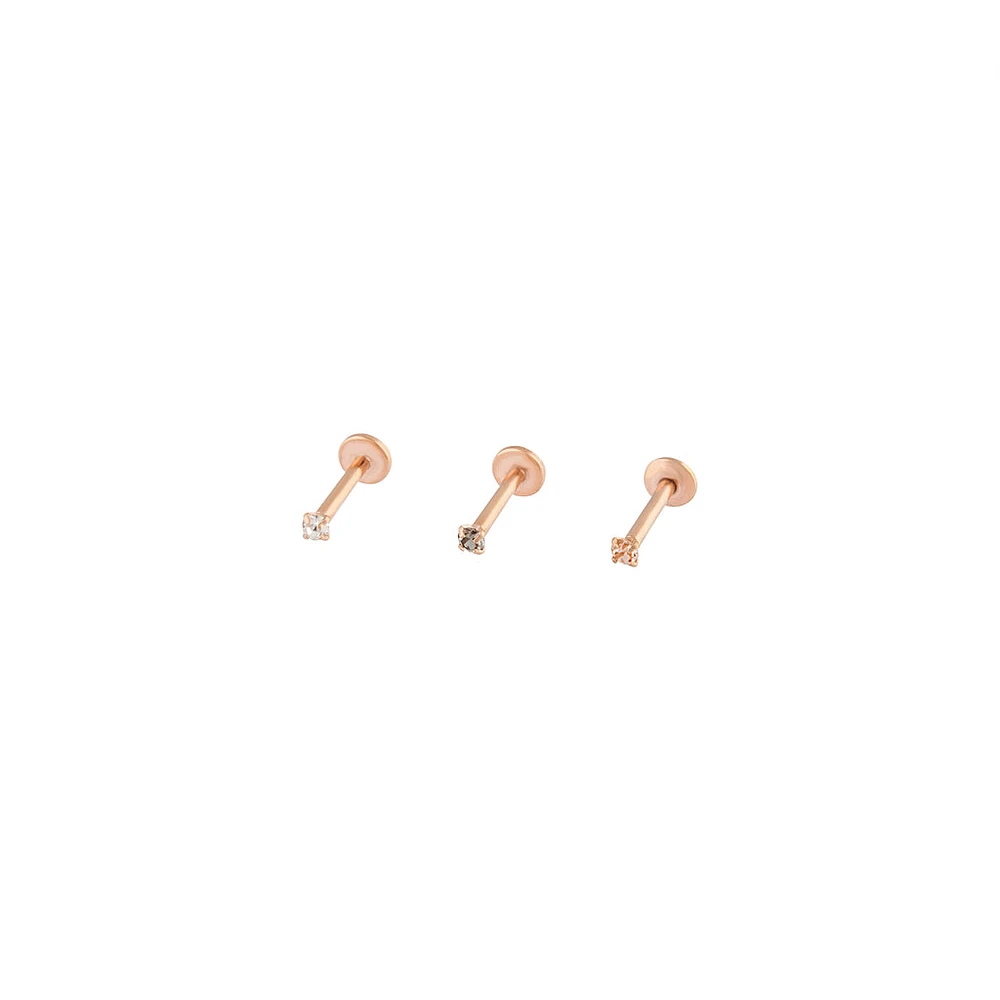 Surgical Steel Rose Gold Classic Flat Back Ear Pack