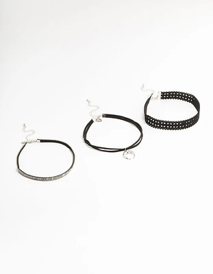 Rhodium Crescent Choker Pack