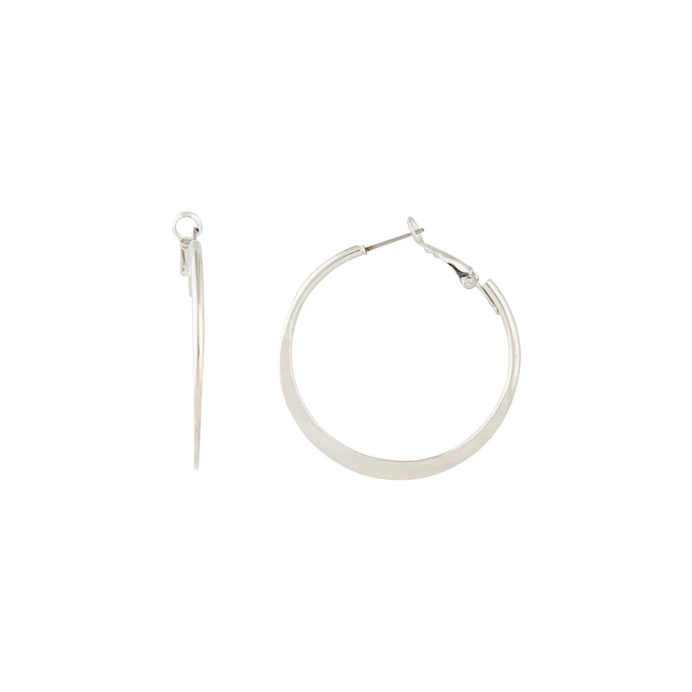 Silver Flat Bottom Hoop Earrings