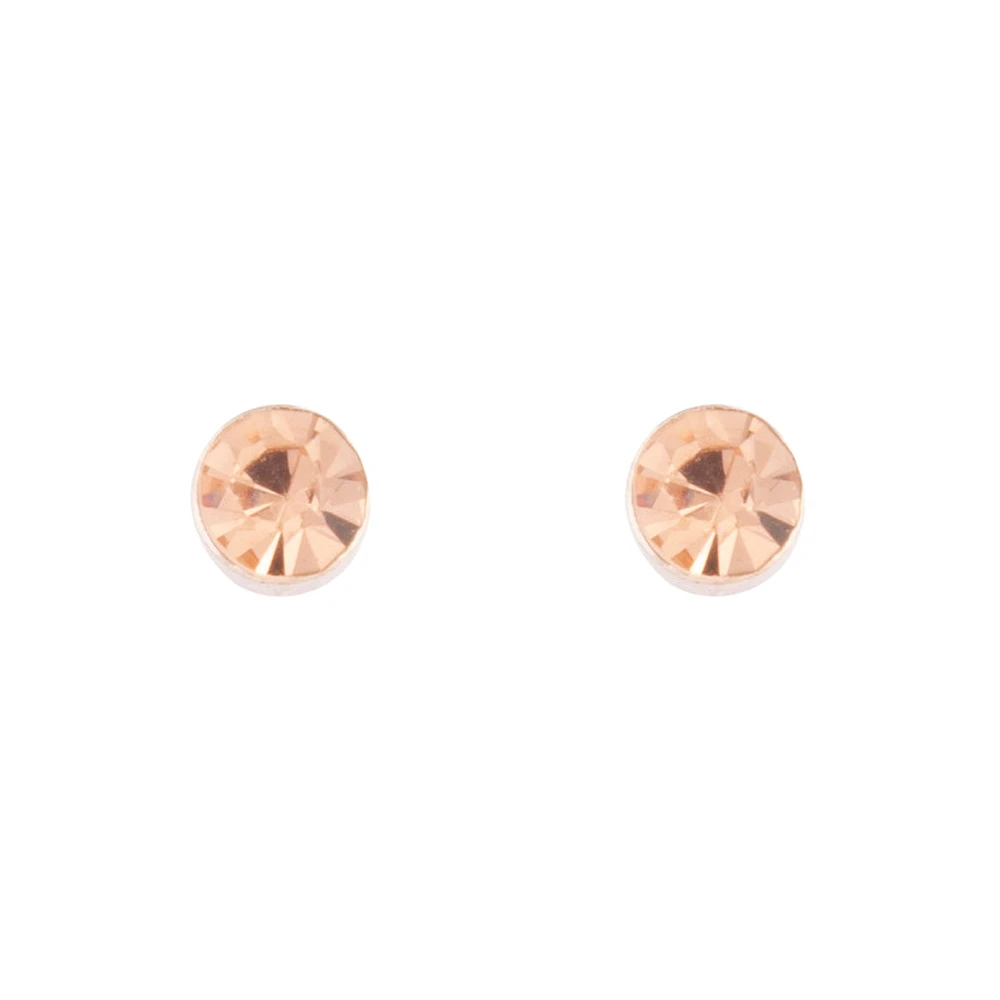 Rose Gold Silk Diamante Stud Earrings