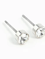 Silver Diamante Stud Earrings 2MM