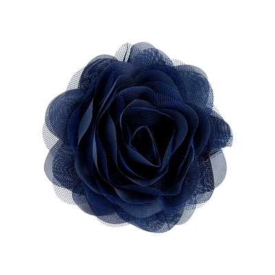 Navy Blue Mesh Flower Clip