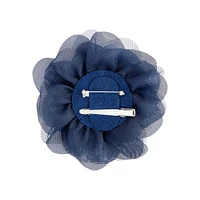 Navy Blue Mesh Flower Clip