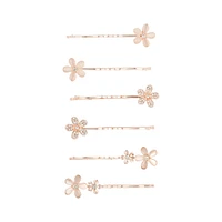 Rose Gold Cat Eye Flower Clip Set