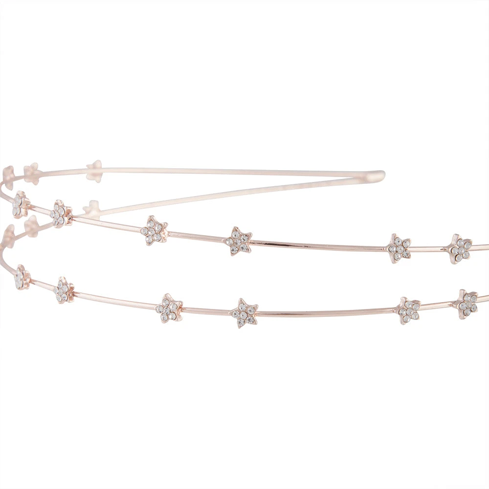 Rose Gold Double Row Diamante Star Headband