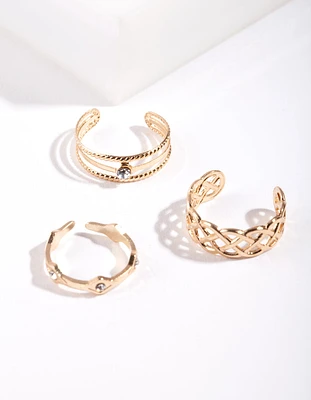 Gold Lattice Toe Ring Pack