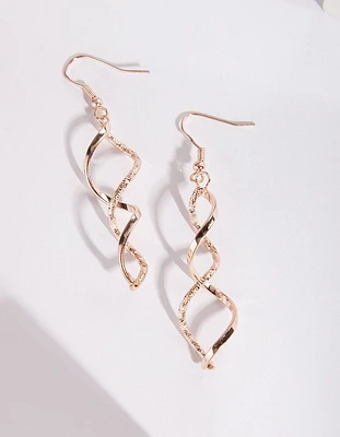 Rose Gold Cut Twist Drop Earrings