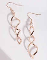 Rose Gold Cut Twist Drop Earrings