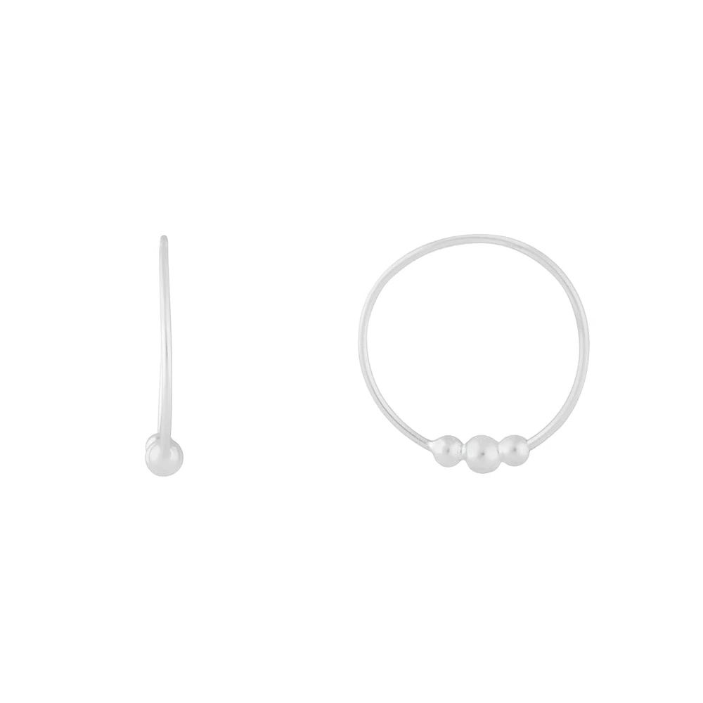 Sterling Silver Beaded Detail Hoops