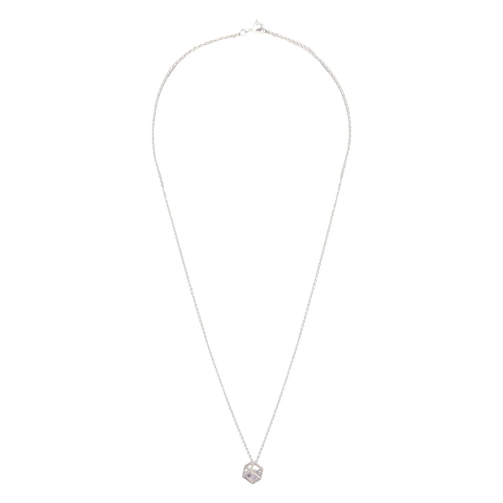 Sterling Silver Square Cubic Zirconia Necklace