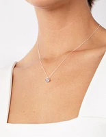 Sterling Silver Square Cubic Zirconia Necklace