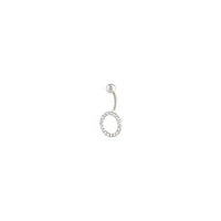 Rhodium Cubic Zirconia Open Ring Belly Bar