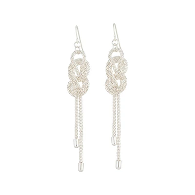 Silver Knotted Chain Drop Earrings