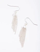 Silver Chain Tassel Drop Earrings