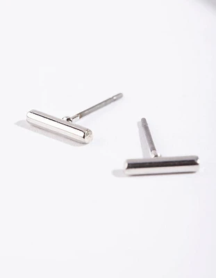 Silver Simple Bar Stud Earrings