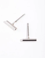 Silver Simple Bar Stud Earrings