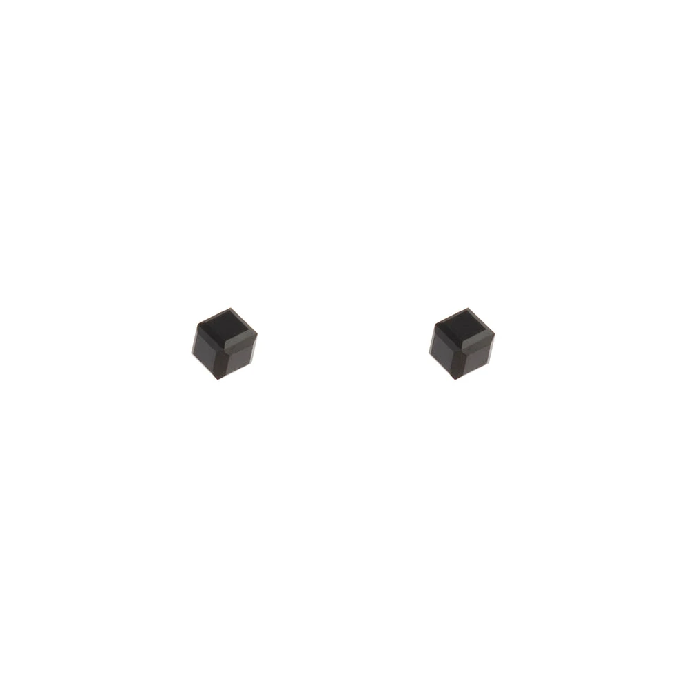 Solid Black 3D Cube Stud Earrings