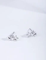 Rhodium Mini Star Cluster Stud Earrings