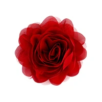 Deep Red Mesh Flower Clip