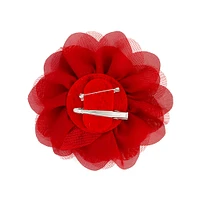 Deep Red Mesh Flower Clip