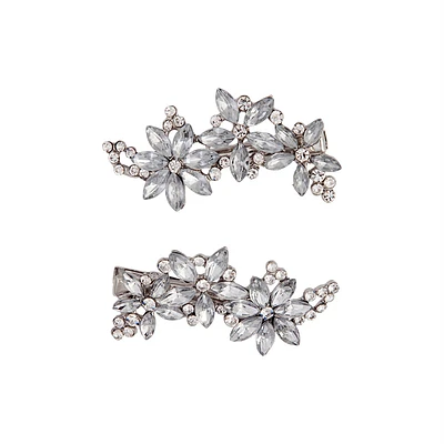 Multi Flower Diamante Clips