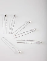 Rhodium Pearl Bun Pins