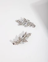 Silver Diamante Leaf Clip Pack