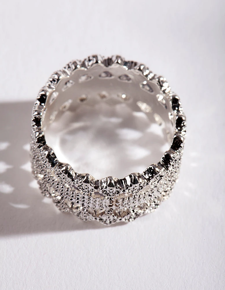 Silver Lace Detail Ring