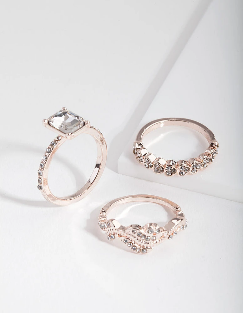 Rose Gold Chunky Engagement Ring Stack