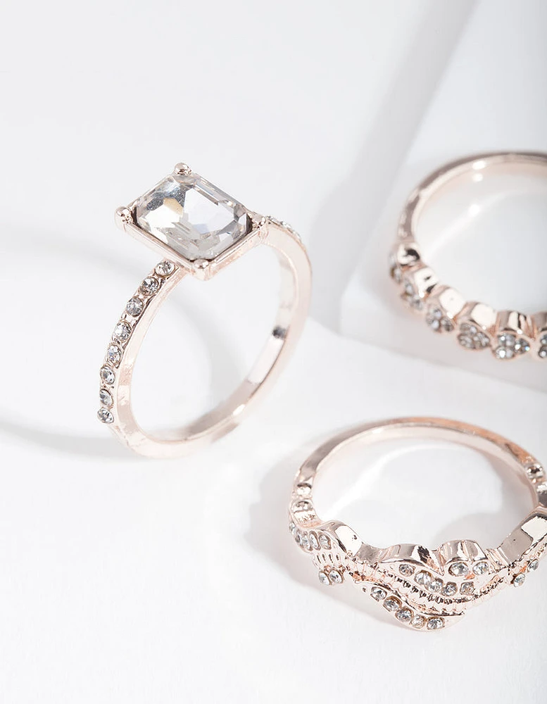 Rose Gold Chunky Engagement Ring Stack