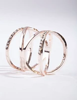 Rose Gold Diamante Double Crossover Ring