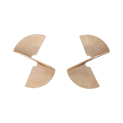 Gold Corrugated Swirl Statement Stud