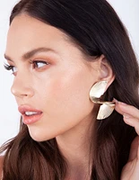 Gold Corrugated Swirl Statement Stud