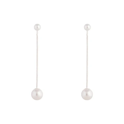 Silver Snake Pearl Drop Earrings