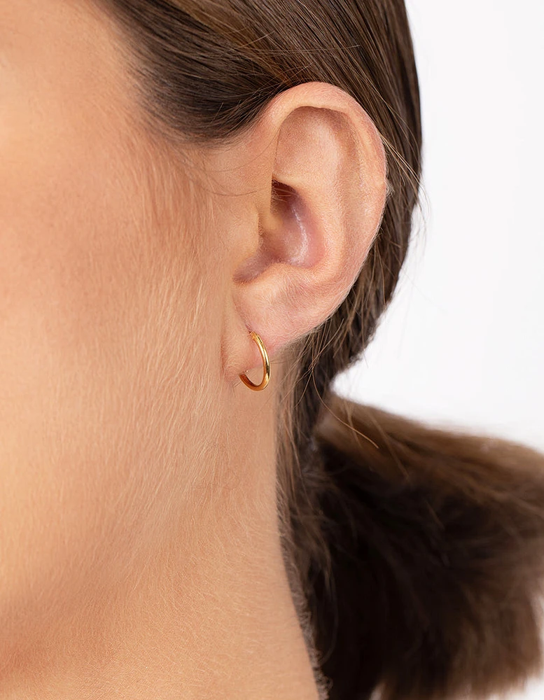 Gold Plated Sterling Silver 12mm Hoop Earrings