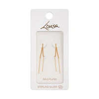 Gold Plated Sterling Silver Long Thread Through Earrings