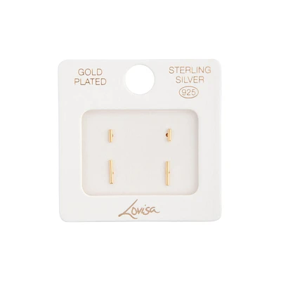 Gold Plated Sterling Silver Stick Earrings Duet