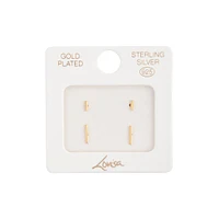 Gold Plated Sterling Silver Stick Earrings Duet