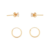 Gold Plated Sterling Silver Diamante Stud & Hoop Pack