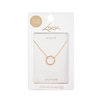 Gold Plated Sterling Silver Open Circle Pendant Necklace