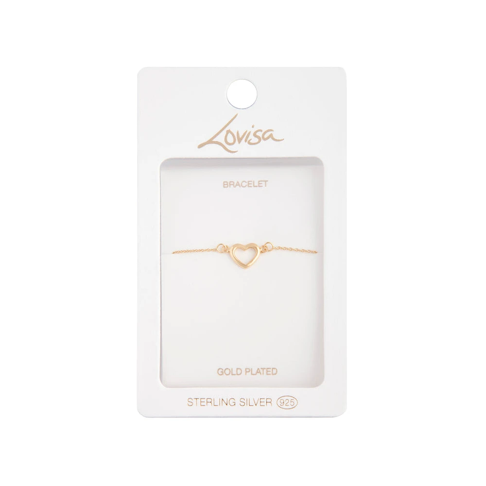 Gold Plated Cut Out Fine Heart Bracelet