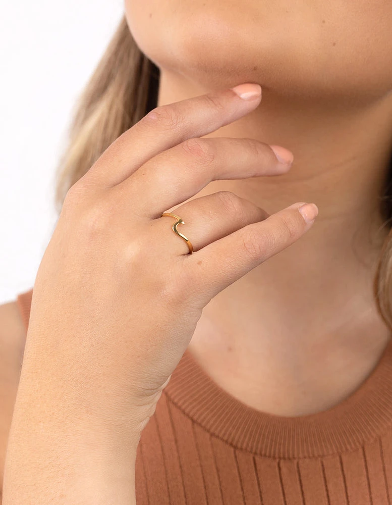 Gold Plated Sterling Silver Ocean Wave Ring