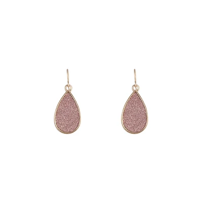 Pink Glitter Teardrop Earrings