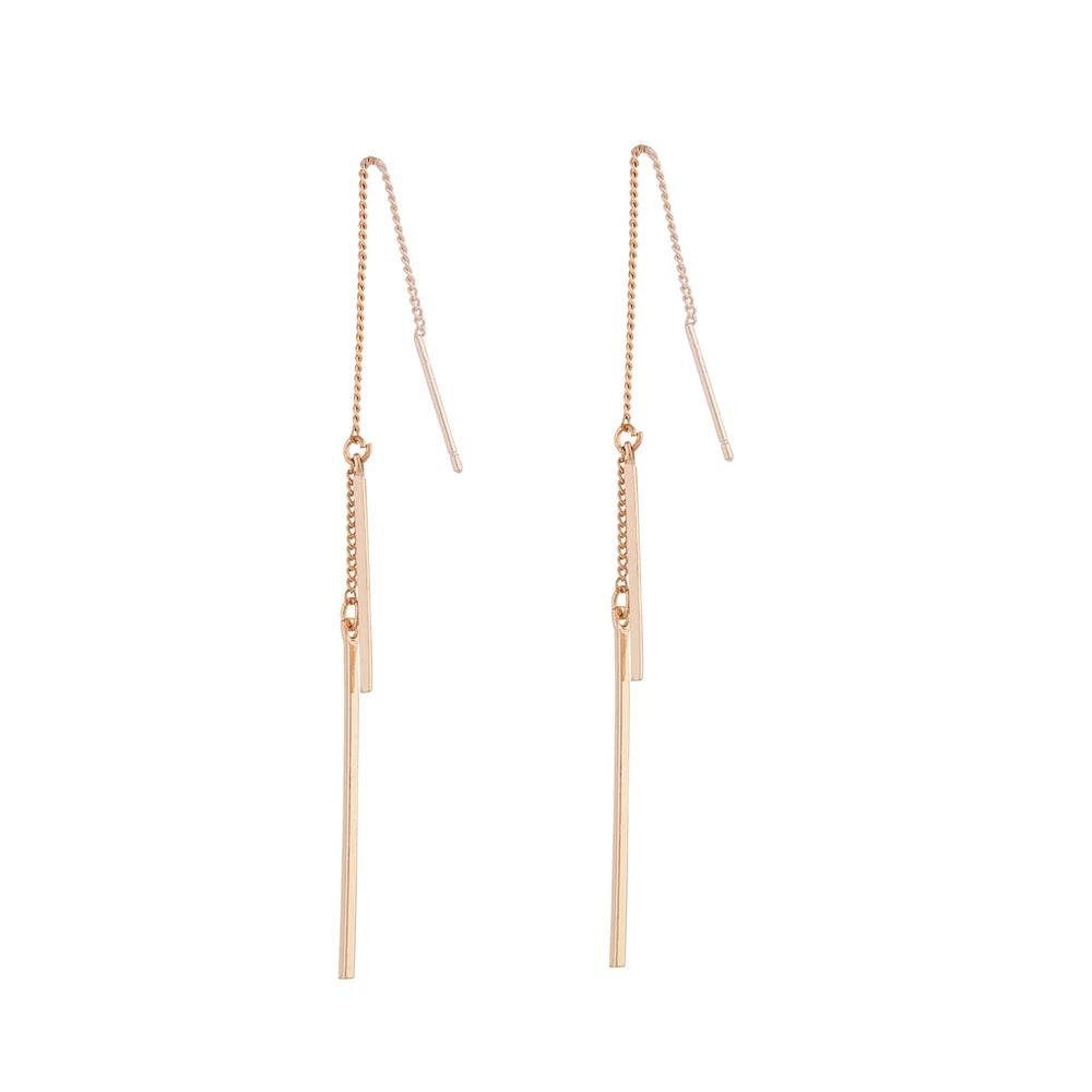 Gold Chain & Bar Drop Earrings