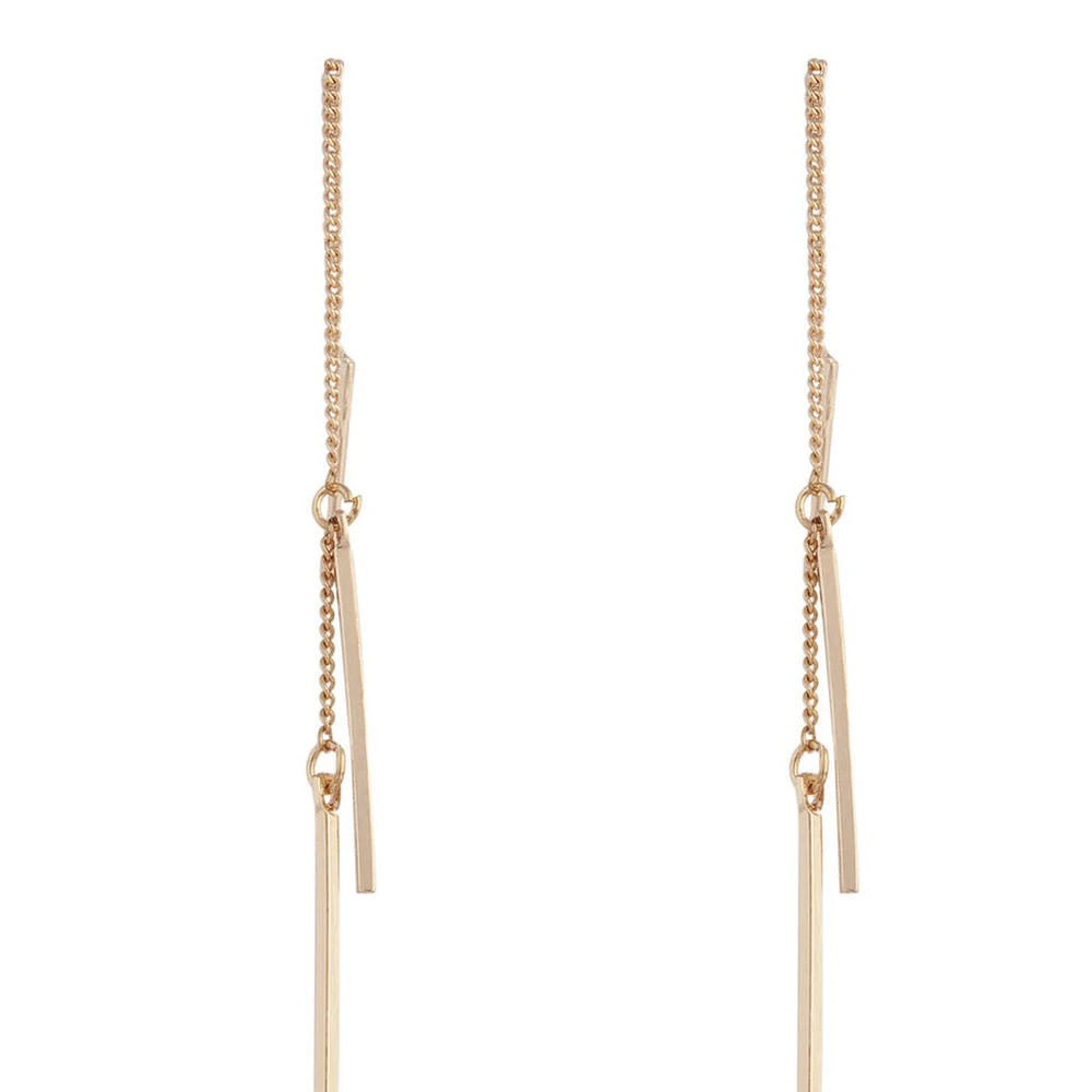 Gold Chain & Bar Drop Earrings