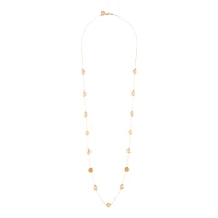 Gold Multi Textured Bead Station Lariat Necklace