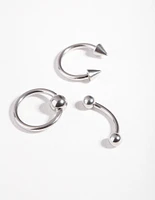 Surgical Steel Spike Ring Barbell Pack